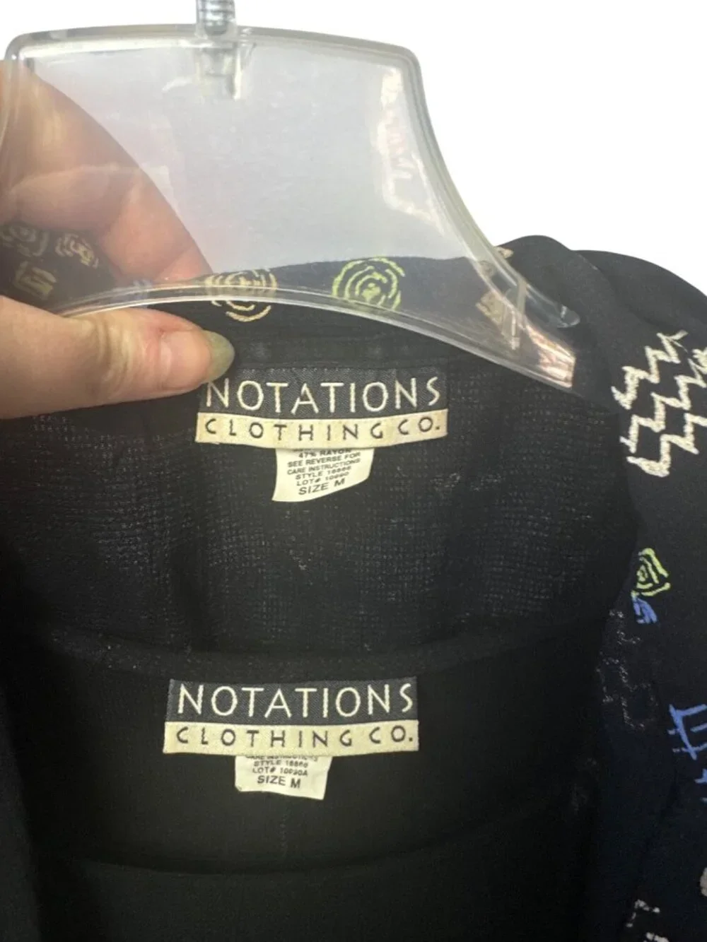 Notations Womens Black Midi Dress With Patterned Button Down Vest Size M - Picture 6 of 14